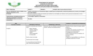 Plan De áRea Tecnologia 2020 Grado Quinto
