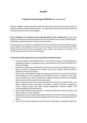 Job Offer - BPM Manager