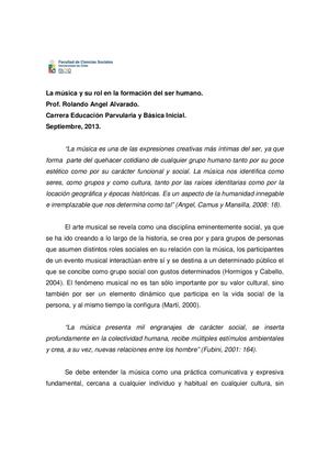 La Musica Y Su Rol En La Formacion Del Ser Humano