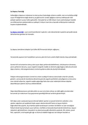 Su Deposu Temi̇zli̇ği̇