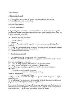 Aspect Théorique De L'acceuil