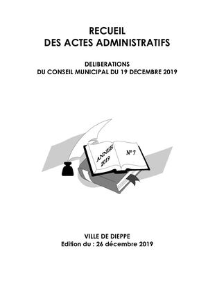 Recueil Des Actes Administratifs N° 7 Cm Du 19 12 2019