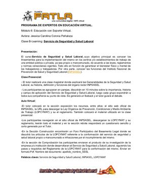 B Learning Curso Servicio de Seguridad y Salud Laboral