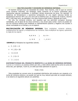 Multiplicación Y División De Números Enteros