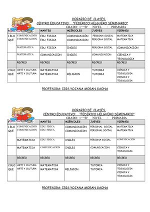 Horario De Clases 1