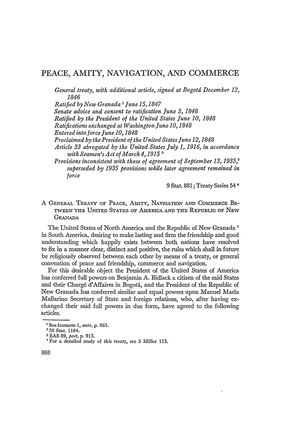 TREATY OF PEACE, AMITY, COMMERCE & NAVIGATION: USA & NEW GRANADA  [1846]