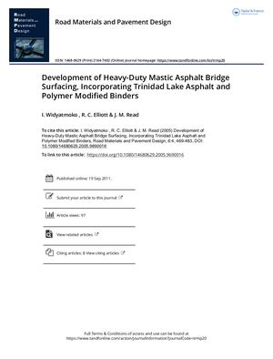 Development Of Heavy Duty Mastic Asphalt Bridge Surfacing, Incorporating Trinidad Lake Asphalt And Polymer Modified Binders
