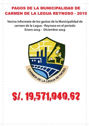 PAGOS DE LA MUNICIPALIDAD DE CARMEN DE LA LEGUA REYNOSO - 2019
