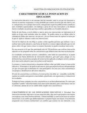 Caracteristicas De La Innovacion En Educacion Ok