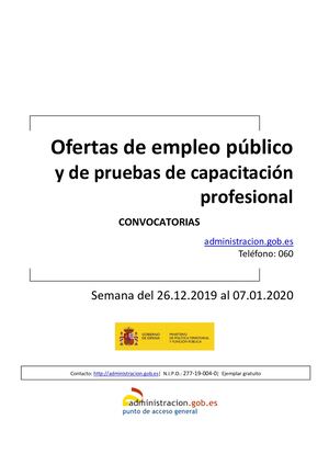 Boletin Convocatorias Empleo 26 Diciembre 2019
