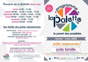 Feuillet Présentation La Palette JANVIER > MARS 2020