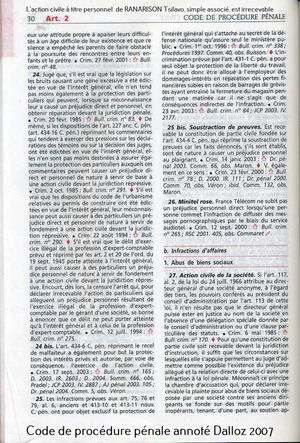 2007 Article 2 Du Cpp Français Annotation Dalloz L'action Civile D'un Associé Est Irrecevable Bds