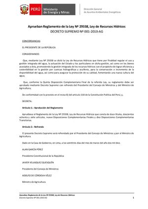 2 Ds 001 2010 Ag Ley De Recursos Hidricos