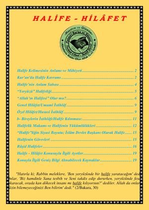 H A L İ F E H İ L Â F E T KAVRAMI = Ebu Abdulmumin Tekin Mıhçı =.