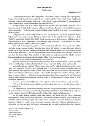 İ L A H KAVRAMI - Aladdin PALEVİ = Ebu Abdulmumin Tekin Mıhçı =.