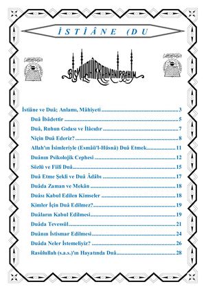 İ S T İ Â N E D U Â __KAVRAMI = Ebu Abdulmumin Tekin Mıhçı =.