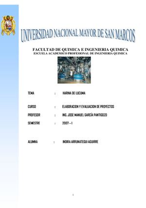 2007 - OBTENCION DE HARINA DE LUCUMA