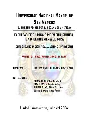 2004 - INDUSTRIALIZACION DE LA TARA