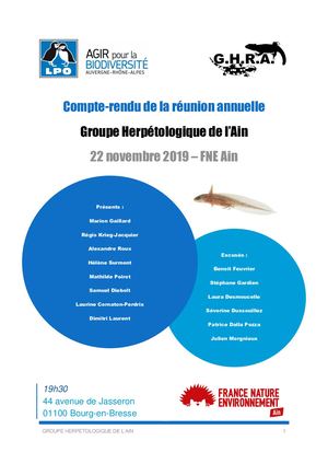 Compte rendu réunion annuelle GHA 2019