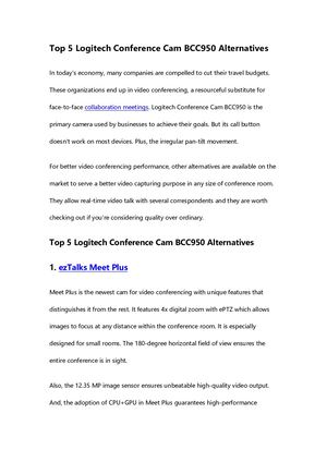 Top 5 Logitech Conference Cam Bcc950 Alternatives