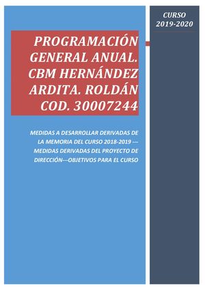 2019 20 Pga Medidas Derivadas De Memoria Y Proyecto De Dirección