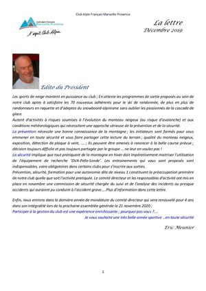 Lettre Adherents Decembre 2019