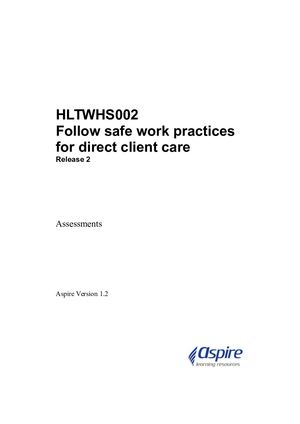 Cswhs002 assessment support resources