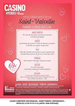 Casino Hyeres - dîner spectacle saint-valentin 14-02-2020