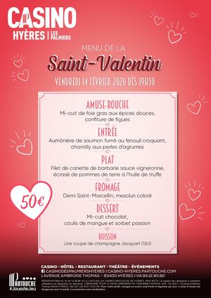 Casino Hyeres - Menu restaurant Saint-Valentin 14-02-2020