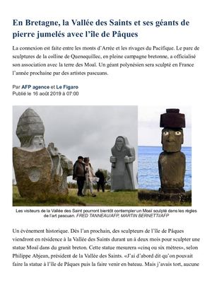 LE FIGARO (160819) En Bretagne, La Vallée Des Saints Et Ses Géants De Pierre Jumelés Avec L’île De Pâques