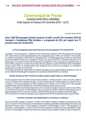 2019 12 30 Trafic Guadeloupe Pôle Caraïbes Novembre 2019