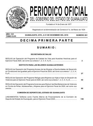 Reglas De Operación Refugio Para Mujeres, Sus Hijas E Hijos En Situación De Violencia 2020