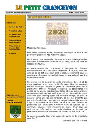 Le Petit Cranceyon N°68 Janvier 2020