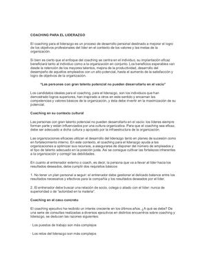 Coachin Para El Liderazg