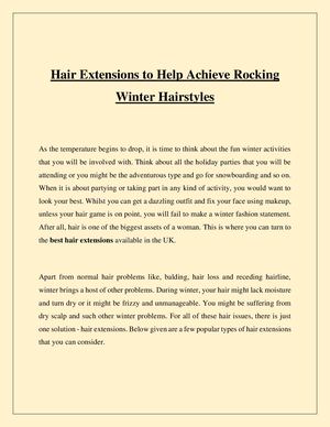 Hair Extensions To Help Achieve Rocking Winter Hairstyles