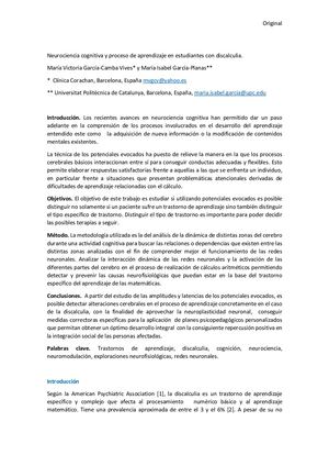 Neurociencia cognitiva y proceso de aprendizaje en estudiantes con discalculia