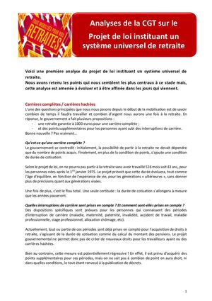 Calaméo - Analyse CGT du projet de loi de réforme des retraites