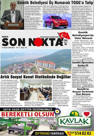 Gemlik Son Nokta 25 Sayi 14 Ocak 2020