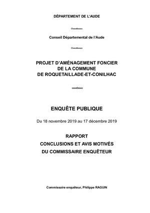 Rapport Et Conclusions Du Ce Au 8 1 20