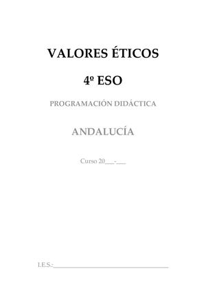 Progr. VALORES ÉTICOS 4º ESO. ANDALUCÍA