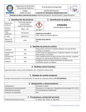 Cloruro De Magnesio 1H2O