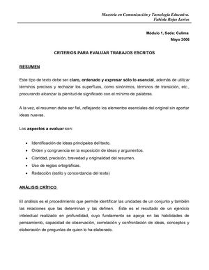 Criterios Para Evaluar Trabajos Escritos