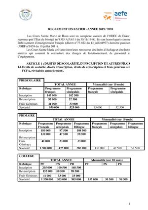Règlement Financier 2019 2020