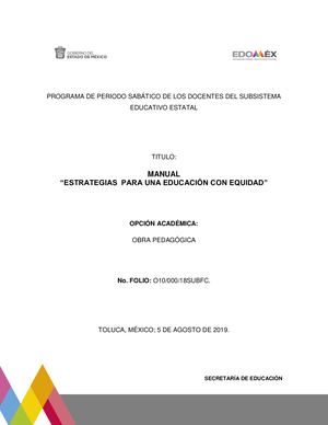 ESTRATEGIAS PARA UNA EDUCACIÓN CON EQUIDAD