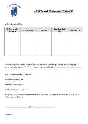 Désistement Concession Funéraire