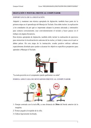 Postura correcta frente a una computadora