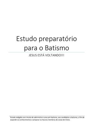 Estudo Preparatório Para Batismo