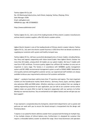 Electric Scooter Manufacturer