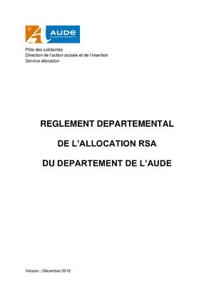 Reglement Dptl Rsa Version Session Déc 2019 Sans Annexes