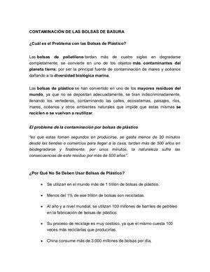 Contaminación De Las Bolsas De Basura C